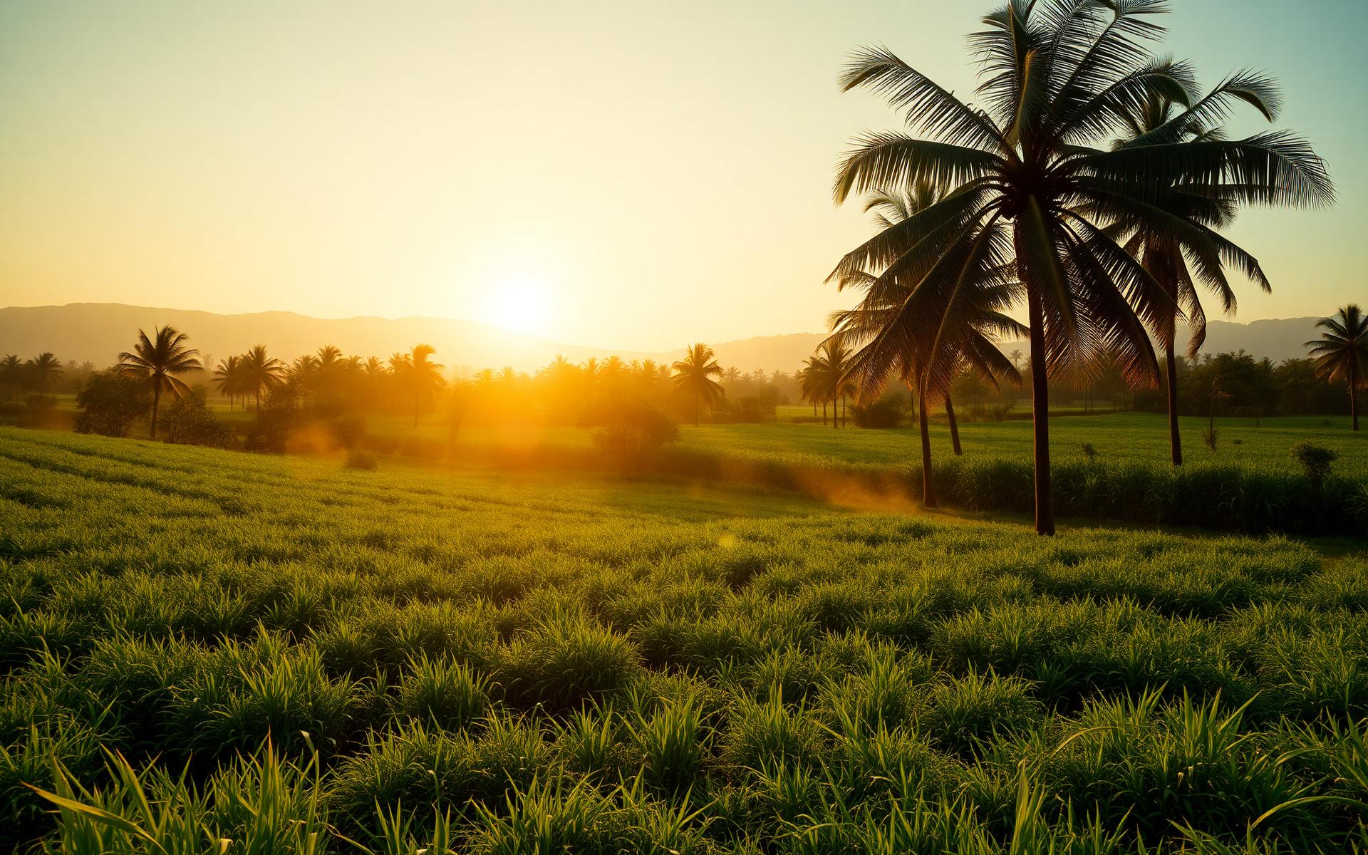 West African organic farm at sunrise